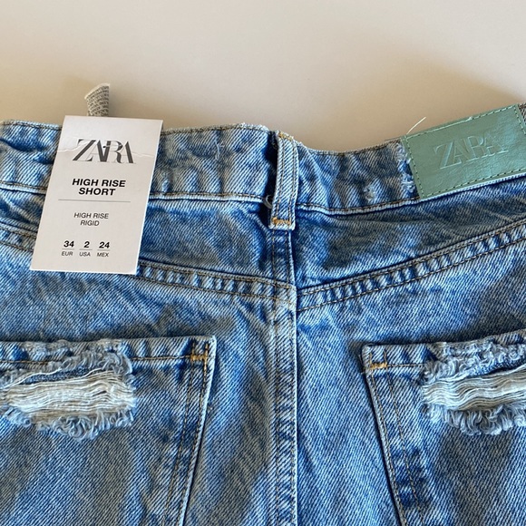 ZARA New Women’s High Rise Jean Shorts - Picture 7 of 8